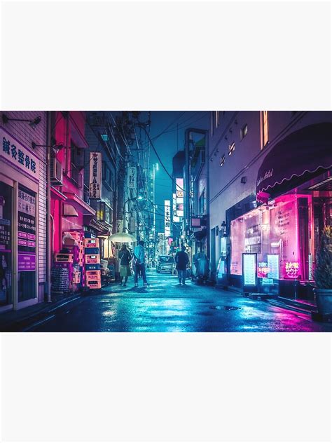 "Tokyo Midnight Rain Pink and Blue aesthetic neon lights." Poster for ...