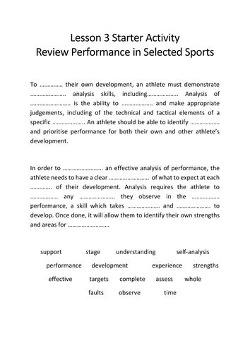 Btec Level 3 Sport 2016 New Specification Unit 7 Learning Aim D Teaching Resources