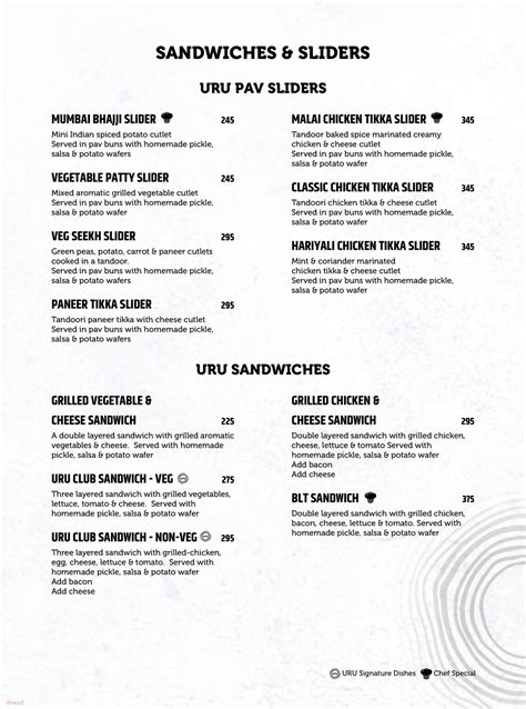 Menu Of Uru Brewpark Jp Nagar Bangalore Dineout