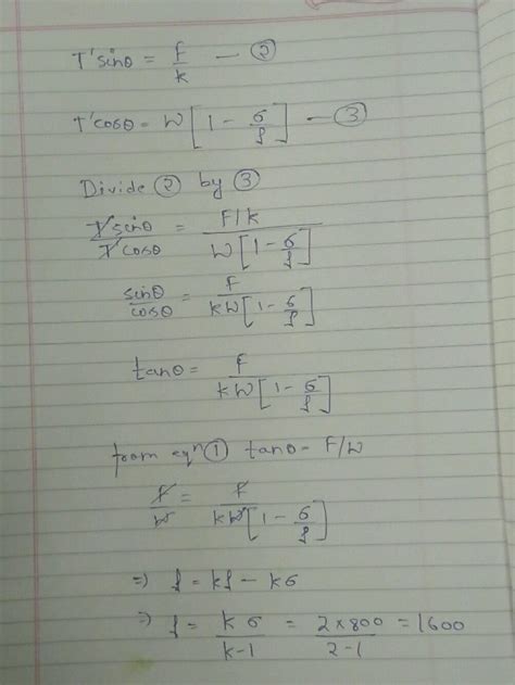 T Cose F T Sin9f As The Angle θ Remains Same F 2 3 Tan θ Kwİl Kw P 4 Comparing