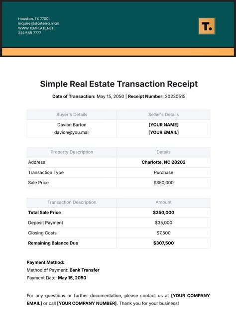 Free Real Estate Brokerage Receipt Template to Edit Online