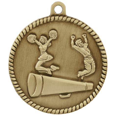 2" Antique Gold Cheer High Relief Medal - Awards for Less