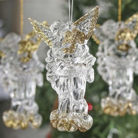 Gold Glittered Clear Angel Ornaments Christmas Ornaments Christmas