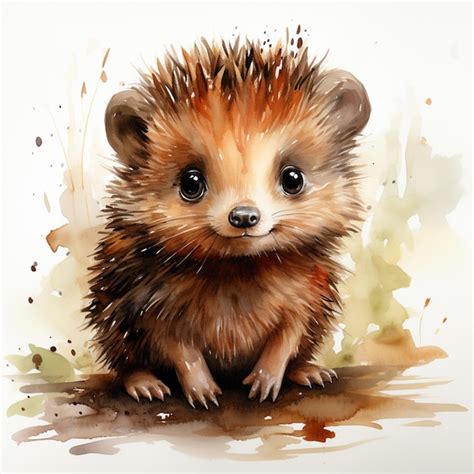 Premium Photo There Is A Small Hedgehog Sitting On The Ground With A Spiky Head Generative Ai