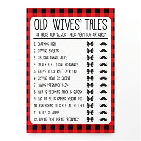 Old Wives Tales Baby Shower Game Old Wives Tales Etsy