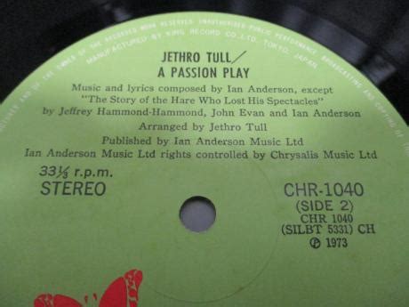 Backwood Records Jethro Tull A Passion Play Japan Orig Lp Rare