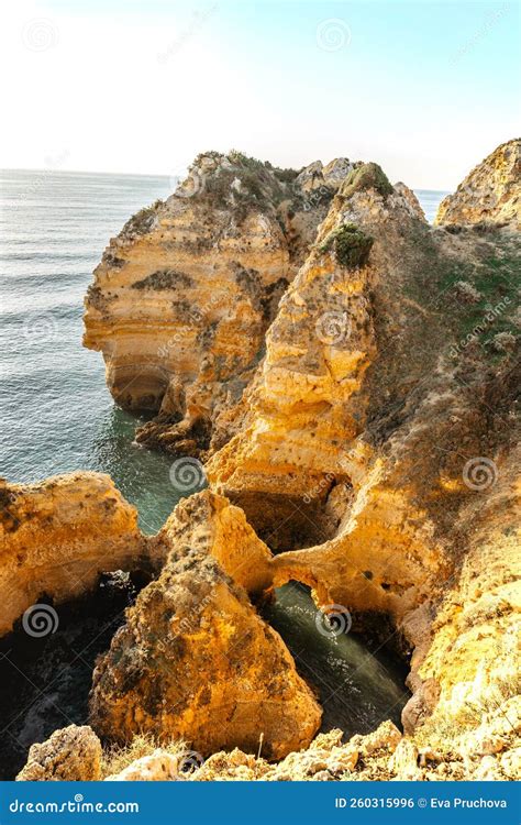 Coastal Golden Cliffs At Sunrise In Ponta Da Piedade Near Lagos