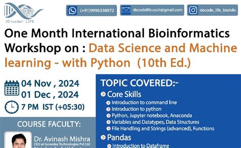 One Month International Bioinformatics Workshop On Data Science