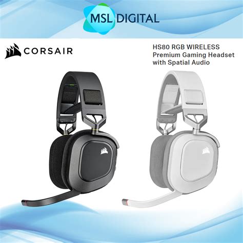 Corsair HS80 RGB WIRELESS Premium Gaming Headset with Spatial Audio ...