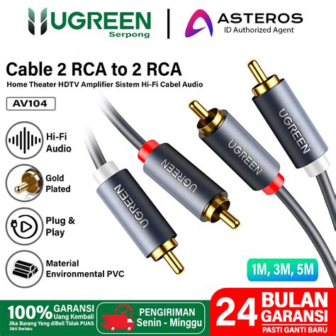 Jual UGREEN Kabel Audio 2 RCA to 2 RCA Male to Male Gold Plated Premium ...