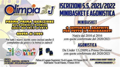 Aperte Le Iscrizioni Minibasket E Agonistica Per La S S