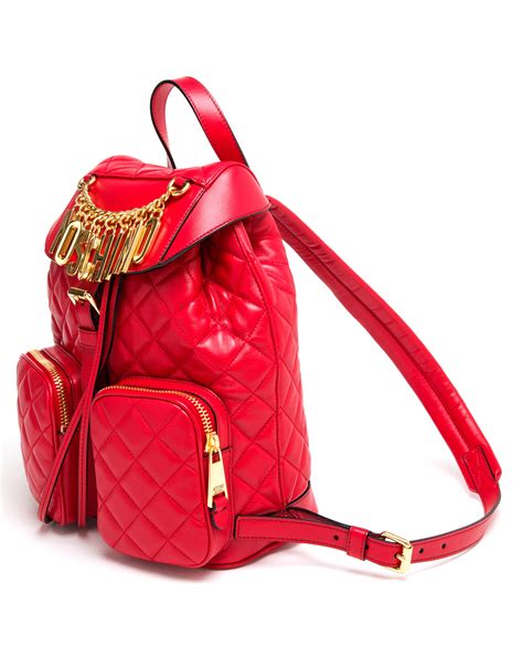 Lyst Moschino Red Leather Backpack In Red