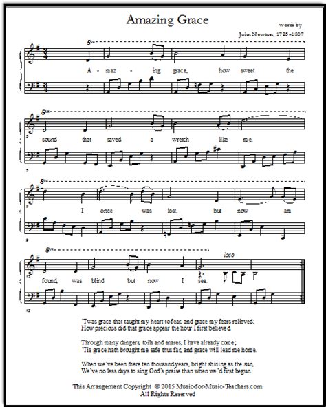 Amazing Grace Piano Sheet Music Full Arrangements Free