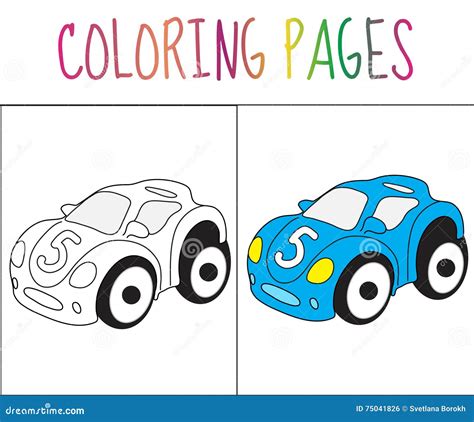 Coloring Book Page. Toy Car. Sketch and Color Version. Coloring for ...