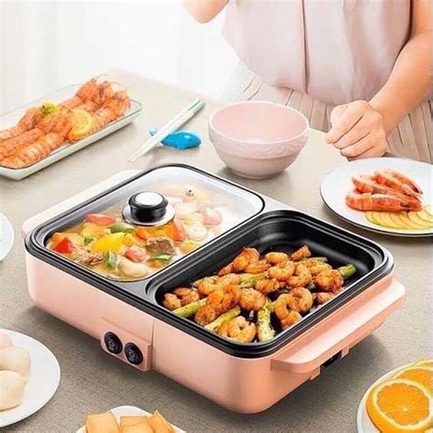 Panggangan Elektrik BBQ And SHABU 2in1 Grill Pan Hot And Pot 2 In 1 BBQ Shabu Tumis Pemanggang