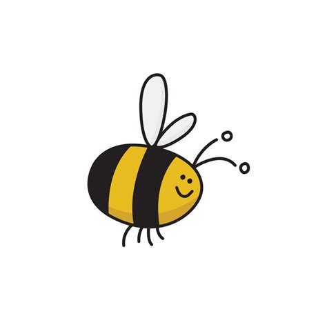 Cute Bee Cartoon Vector Illustration On White Background Happy Days