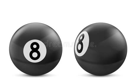 Billiard Eight Ball Isolated On White Background Color Line Art Stock