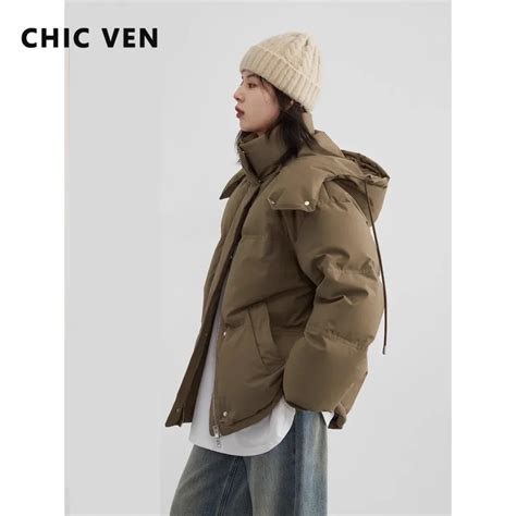 CHIC VEN Women Down Coat Solid Warm Down Jacket New 90 White Duck Down