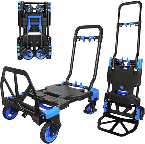 SHZOND Foldable Hand Trucks Heavy Duty Luggage Cart 400lbs Capacity Convertible Hand Cart with ...