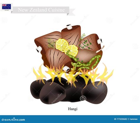 Hangi A Traditional New Zealand Maori Dish Stock Vector Illustration