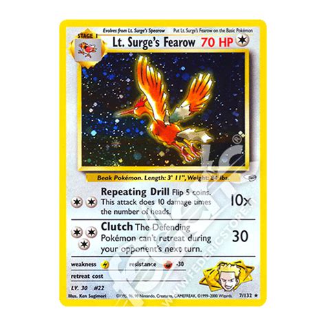 007 132 Lt Surges Fearow Holo Unlimited ENG MINT Federicstore