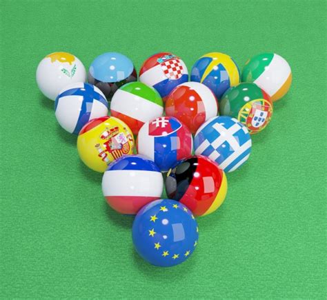 D Illustration Of Eu Flags On The Pool Table Stock Photo By Aaz Z