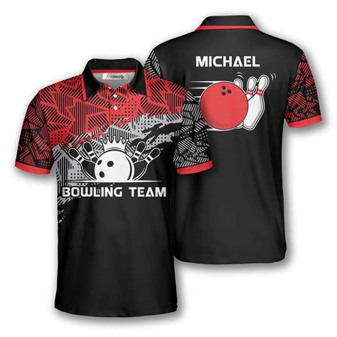 Bowling Red Grey Abstract Pattern Custom Bowling Shirts For Men Primesty