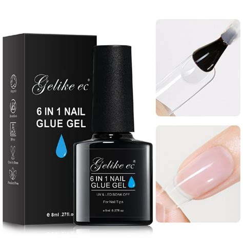 Gelike Ec 6 In 1 Nail Glue Base Gel For Acrylic Nails Long Lasting Curing Needed Uv Extension