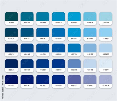 Blue Color Palette with Hex Stock Vector | Adobe Stock