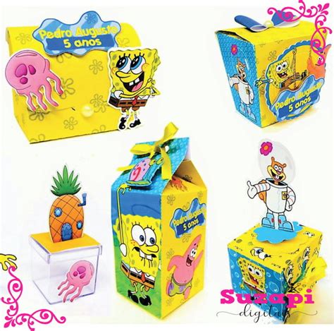 50 Peças Kit Personalizados Bob Esponja 06 Elo7