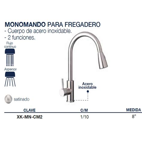 Llave Monomando Fregadero O Tarja Cocina Retráctil Alfa Acero Inoxida