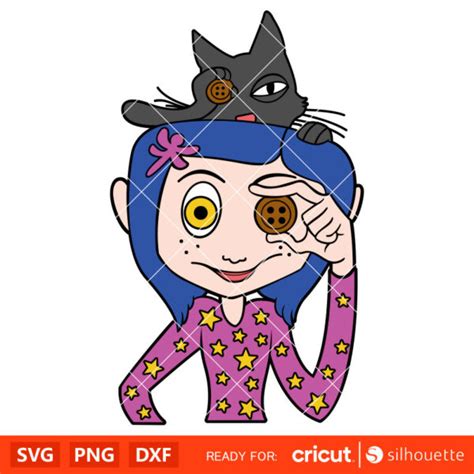 Coraline With Cat Svg Coraline Button Eyes Svg Halloween Svg Horror