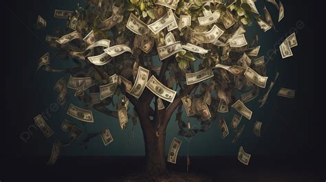 Tree Full Of Money Blowing On The Dark Background Money Tree Picture