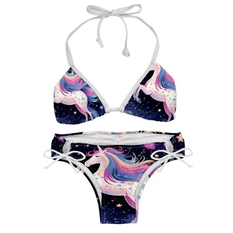 Starry Unicorn Swim Suit Bikini Set With Detachable Sponge Adjustable Strap Two Pack Ideal
