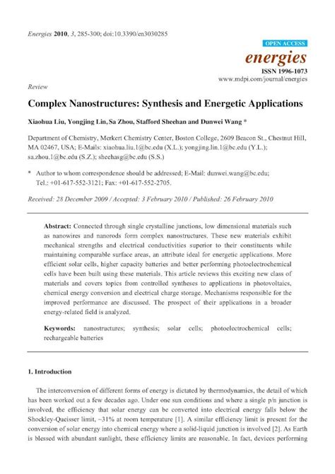 Pdf Complex Nanostructures Synthesis And Energetic Applications