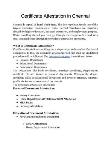 Certificate Attestation In Chennai By Pec Attestation Apostille And