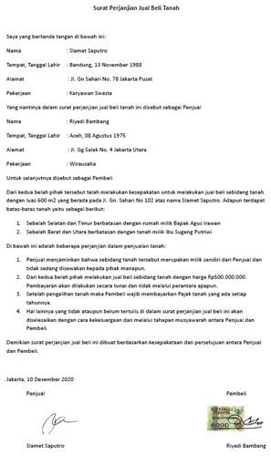 Surat Perjanjian Jual Beli Tanah Eroppa