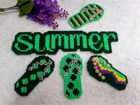 Green Summer And Flip Flop Plastic Canvas Refrigerator Etsy Plastic Canvas Tissue Boxes