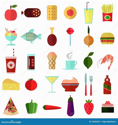 Food And Beverage Icons Vector Set Stock Vector Illustration Of Cheese Cream 74283357