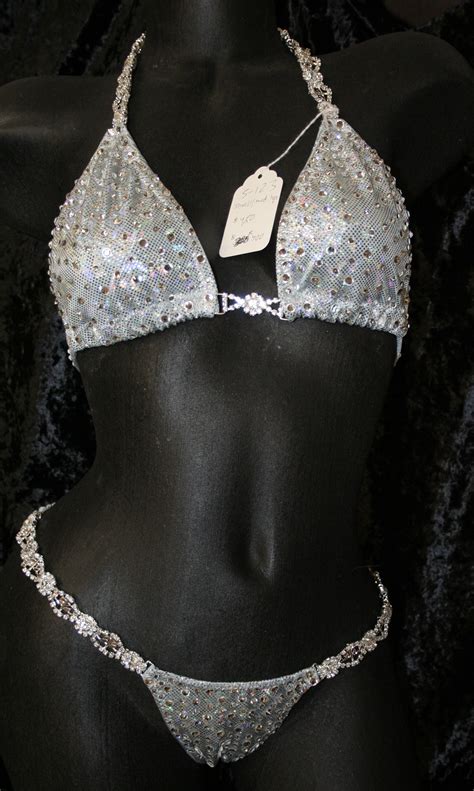 Style White Competition Bikini With Rhinestone Connectors