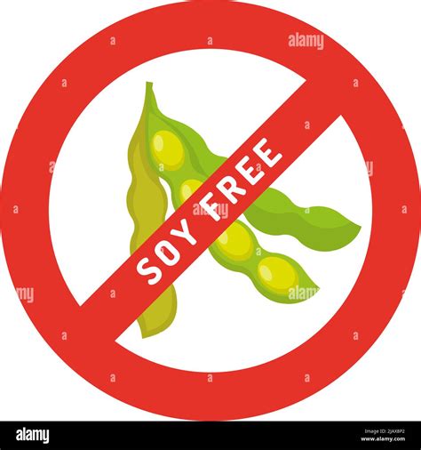 Soy Free Logo With Soybean In Red Stop Sign Vector Illustration Stock