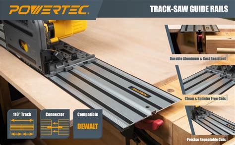 POWERTEC 71691 55 Inch Track Saw Guide Rail Connector Set For DeWalt