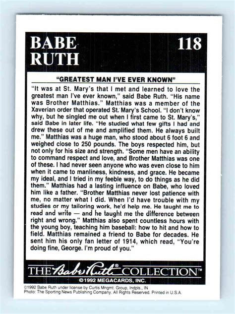 1992 Megacards The Babe Ruth Collection Babe And Brother Matthias 118