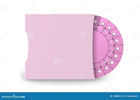 Vector Realistic Packaging Of Birth Control Pills In Box Closeup