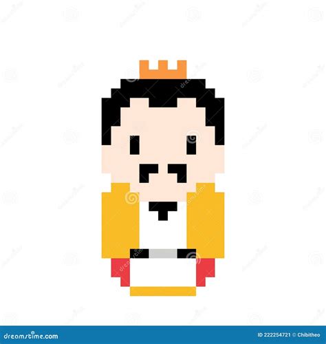 King With A Crown Pixel Art Vector Illustration Stock Vector