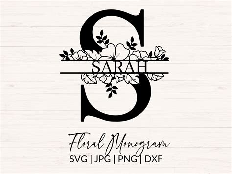 Floral Split Monogram Svg  Png Dxf Flower Monogram Etsy Uk