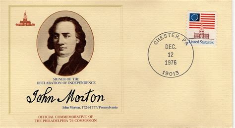 John Morton Signer Of Declaration Of Ind Chester Pa 1976 Fdc10013