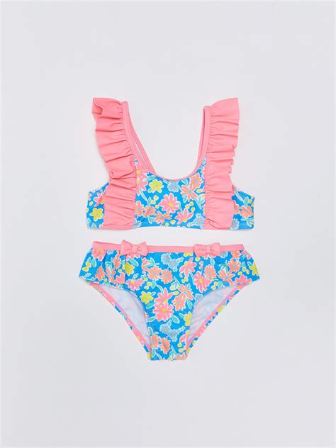 MAVİ Baskılı Kız Bebek Bikini Takımı S Z LQQ LCW