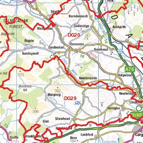 Dumfries Galloway DG Postcode Wall Map