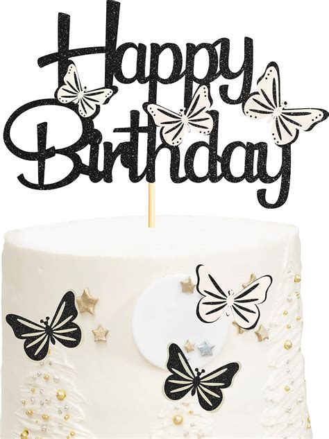 Amazon Sotpot Glitter Happy Birthday Cake Topper Set Butterfly